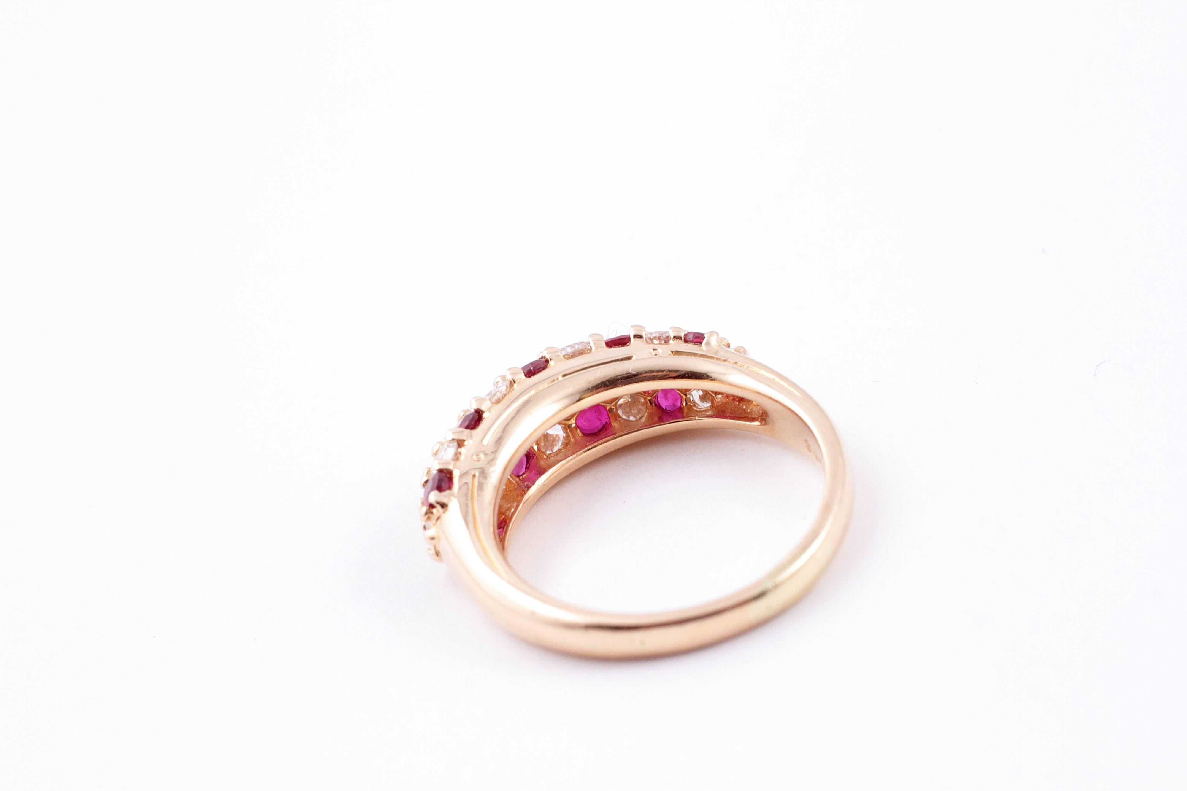 Women's Oscar Heyman 1.11 Carat Ruby 0.87 Carat Diamond Yellow Gold Ring For Sale