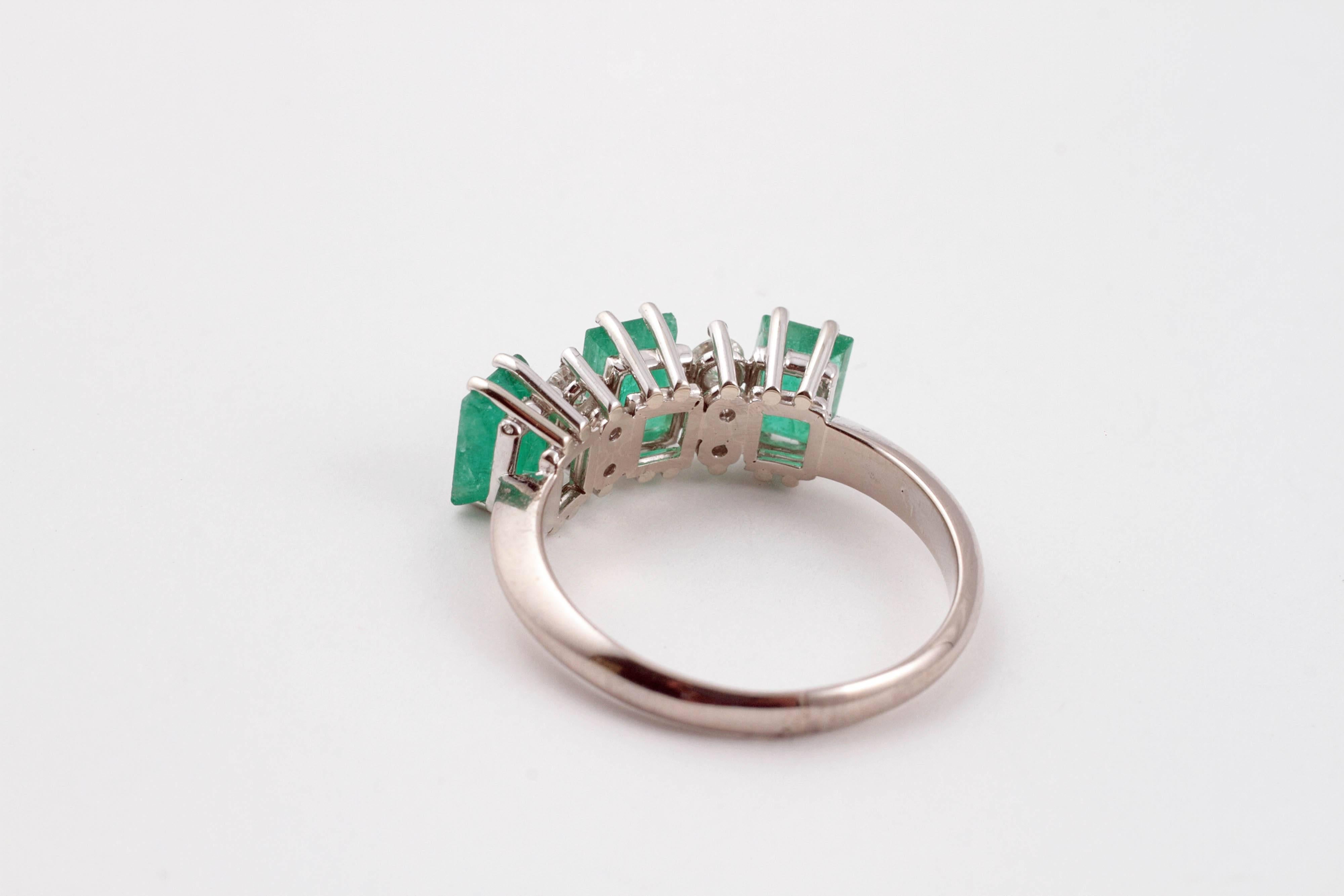 Emerald Diamond White Gold Ring 2