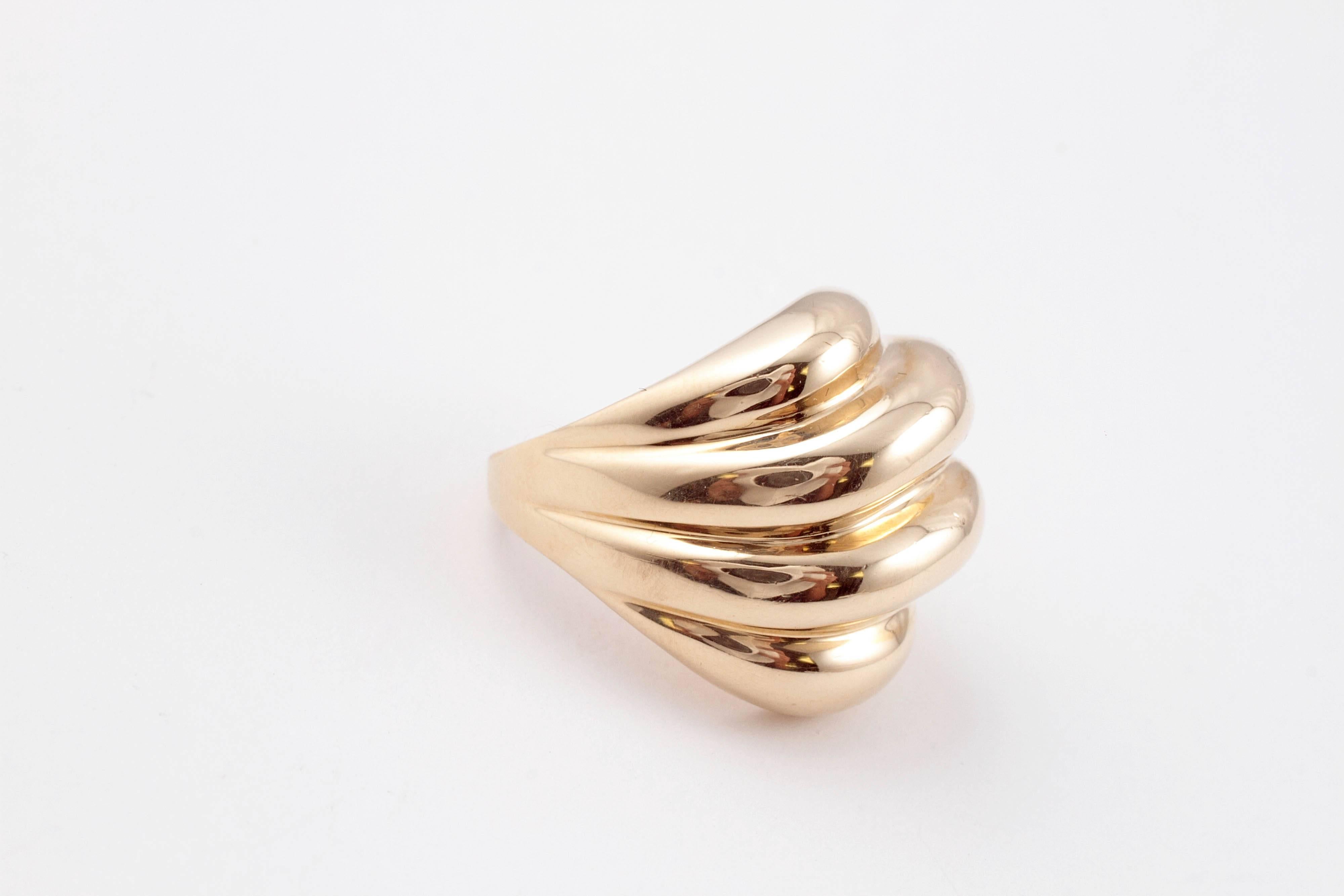 Women's Yellow Gold Polished Fluted Form Ring