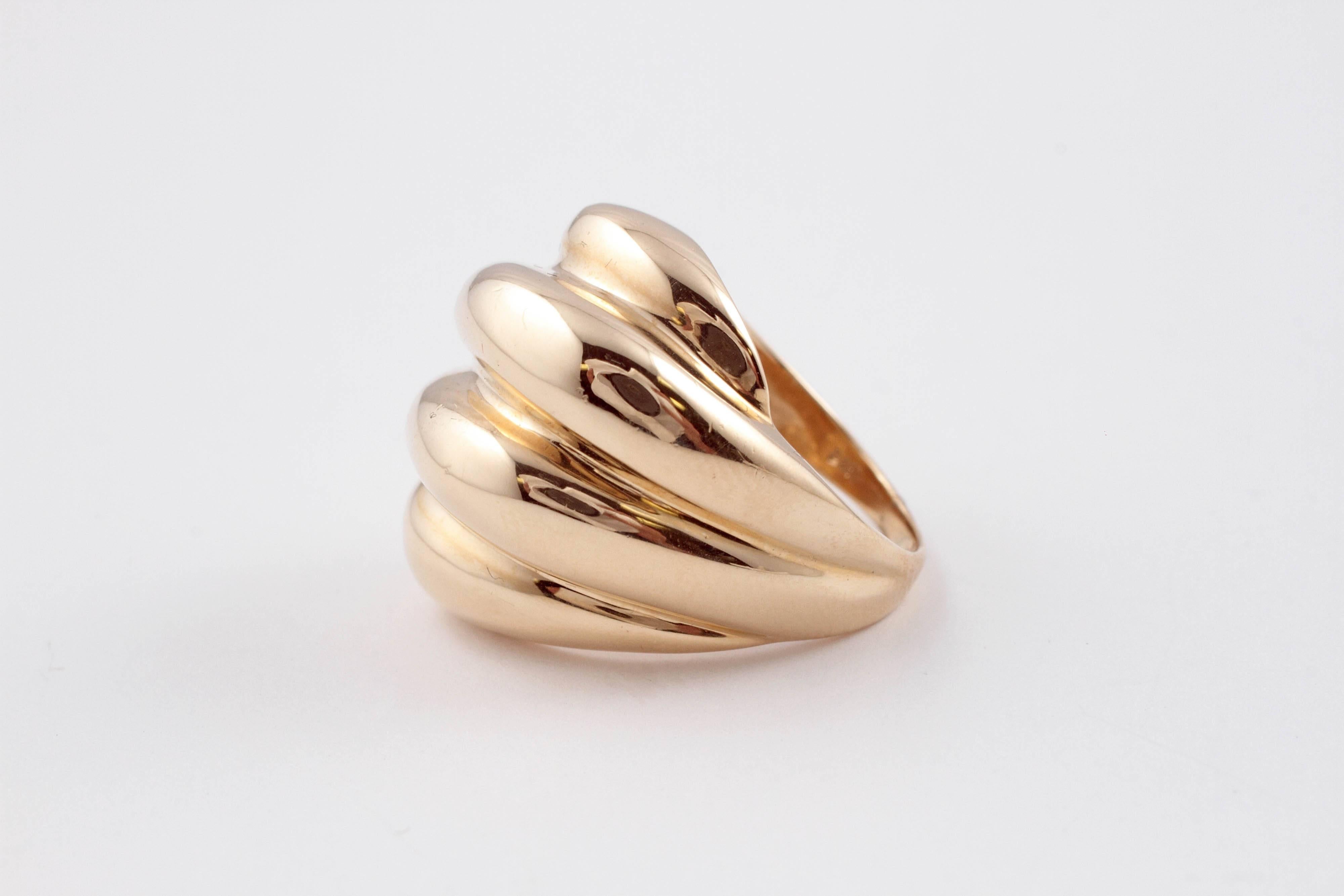 Yellow Gold Polished Fluted Form Ring 2