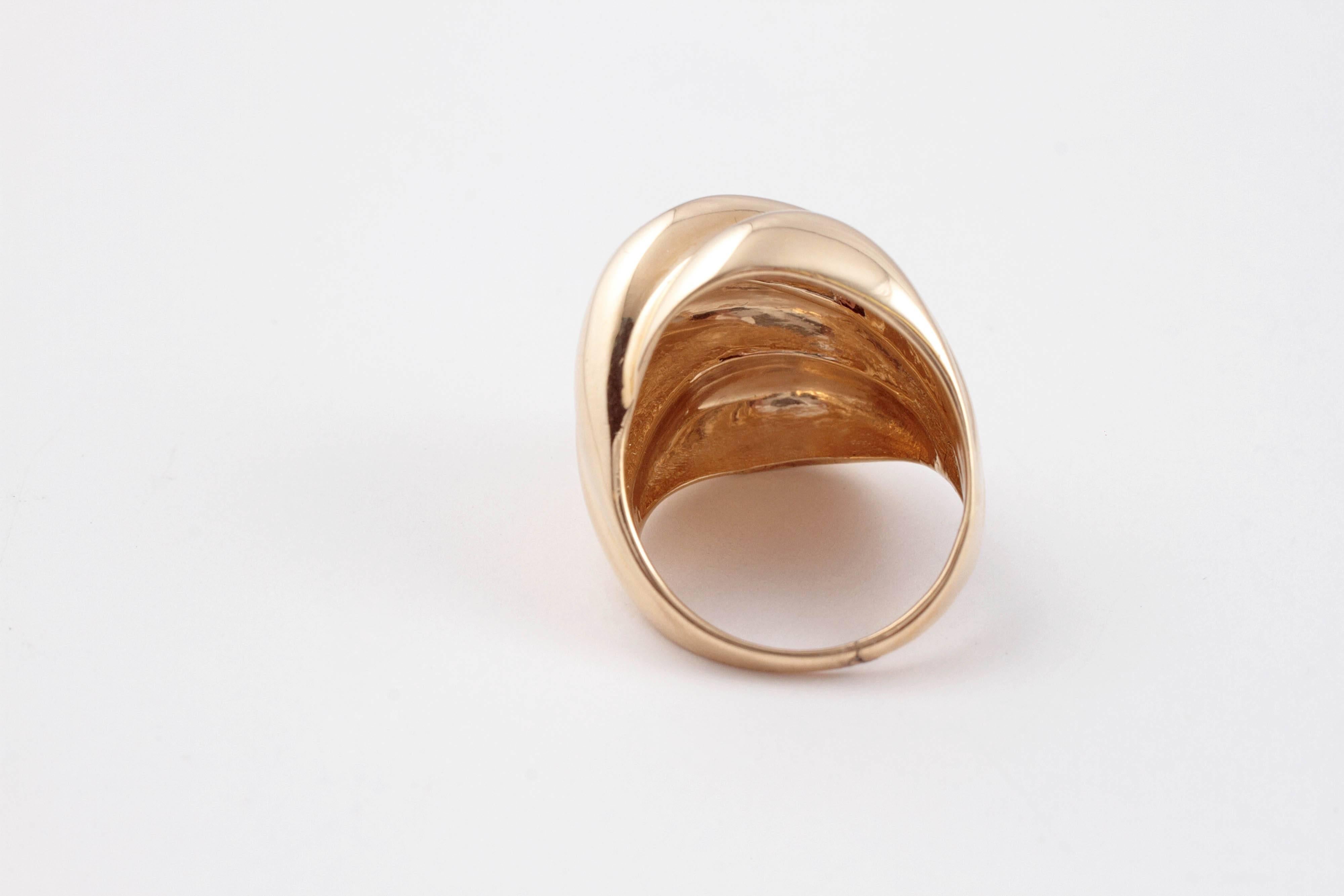 Yellow Gold Polished Fluted Form Ring 3