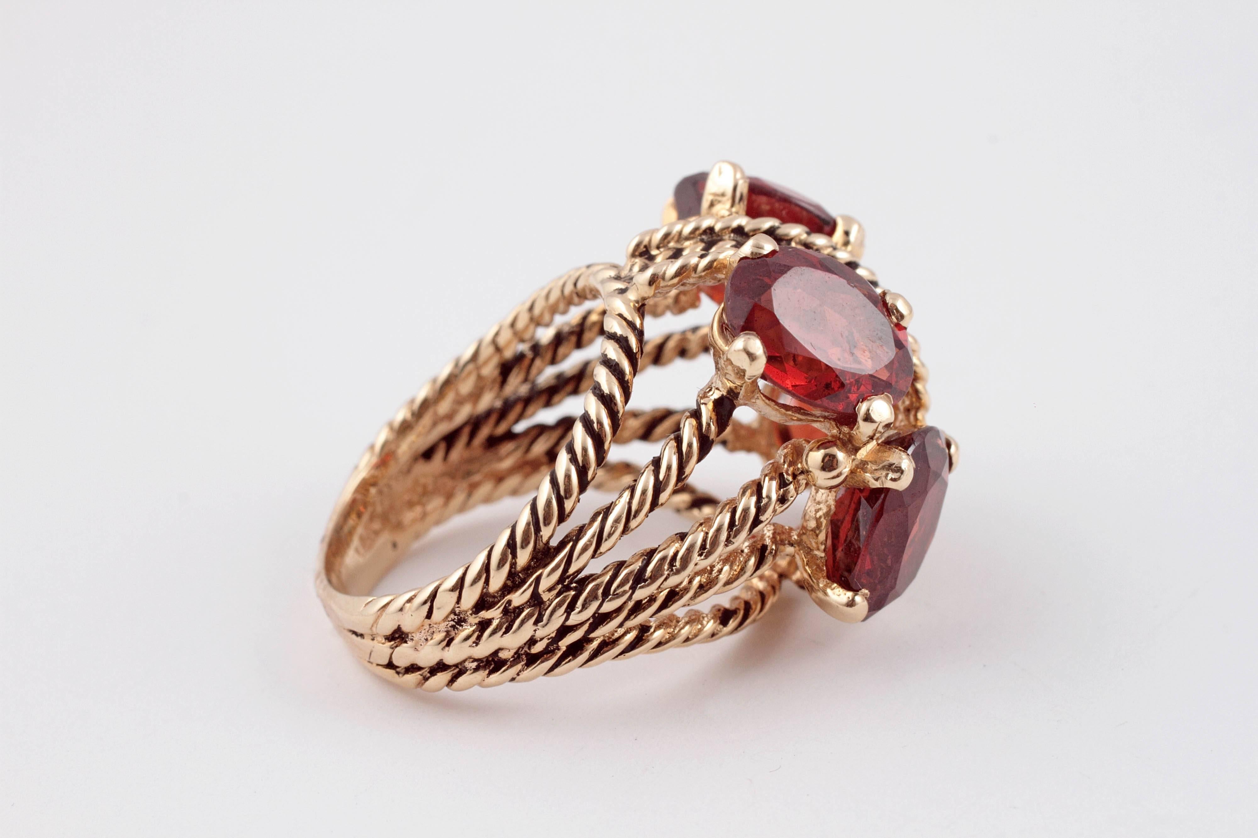 Garnet Yellow Gold Ring 1