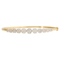 Flower Cluster Natural Diamond Cuff Bracelet in 14k Solid Gold (Certified)