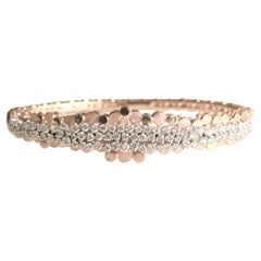 Cluster Diamond Bangle Bracelet in 14k Solid Gold (Certified)