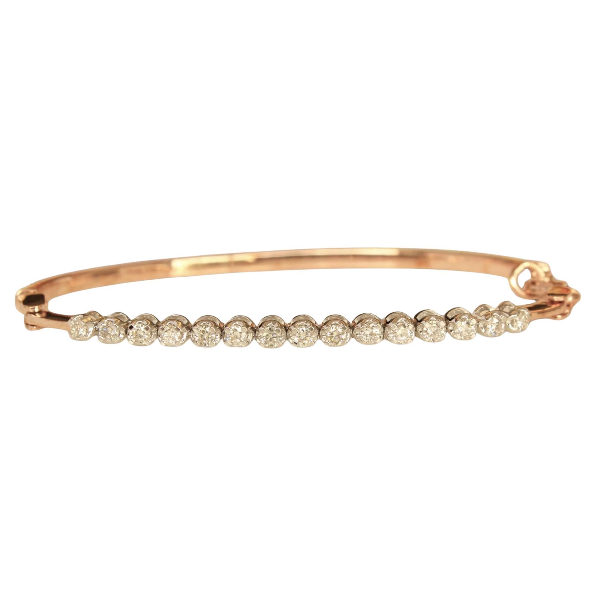 Half Eternity Diamond Bracelet in 14K Solid Gold (Certified)