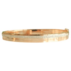 Pavé Diamond Broad Bangle Bracelet in 14k Solid Gold (Certified)