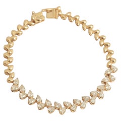 Bracciale tennis con diamanti a goccia in oro massiccio 14k (certificato)