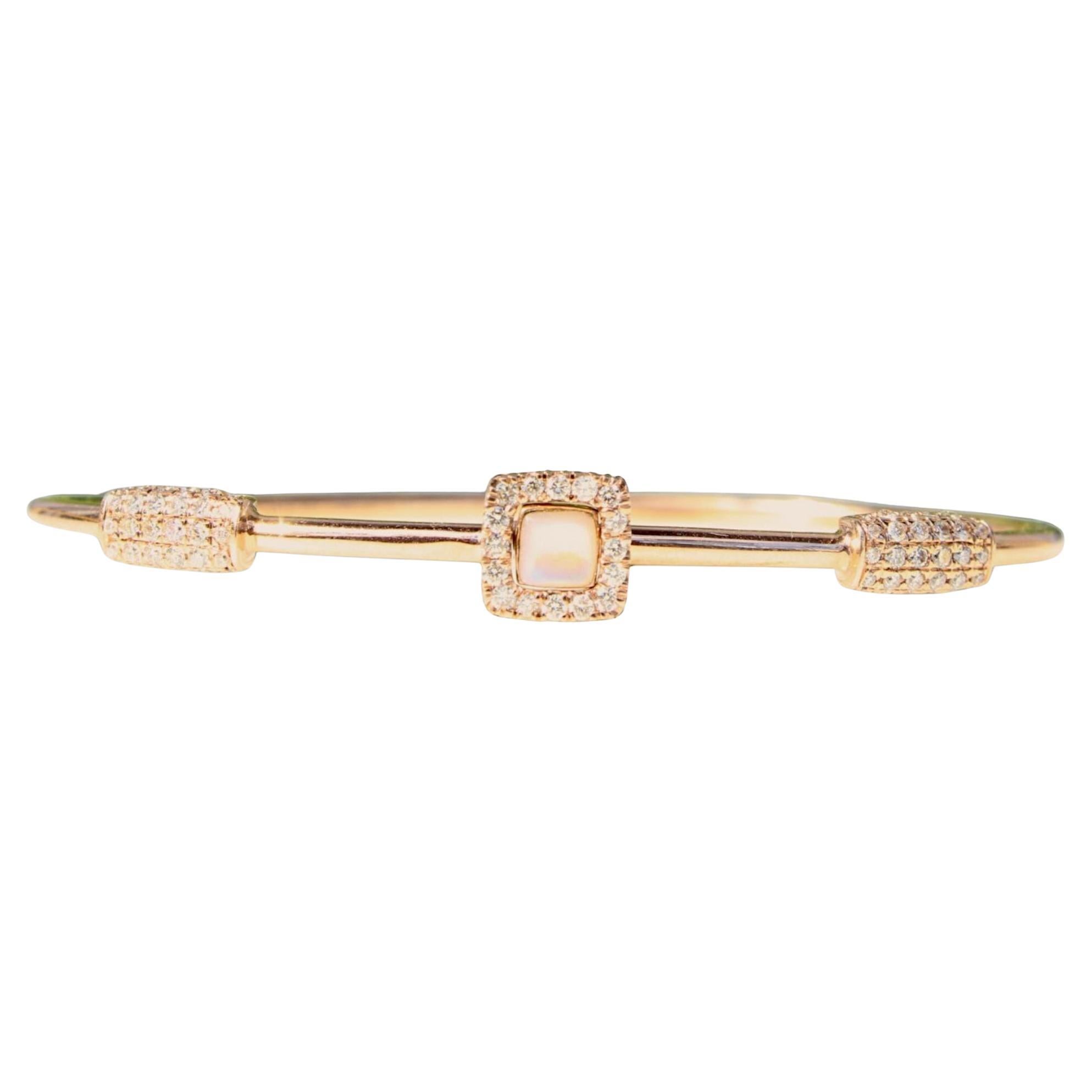 Geometric Diamond Cuff Bracelet in 14k Solid Gold (Certified)