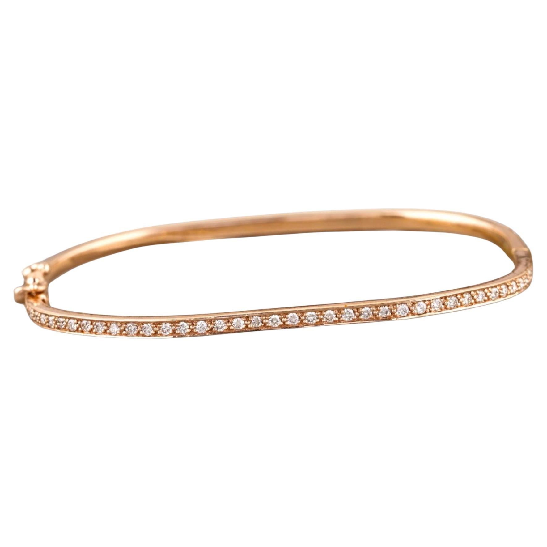 Square Natural Diamond Stacking Bangle Bracelet in 14K Solid Gold (Certified) For Sale