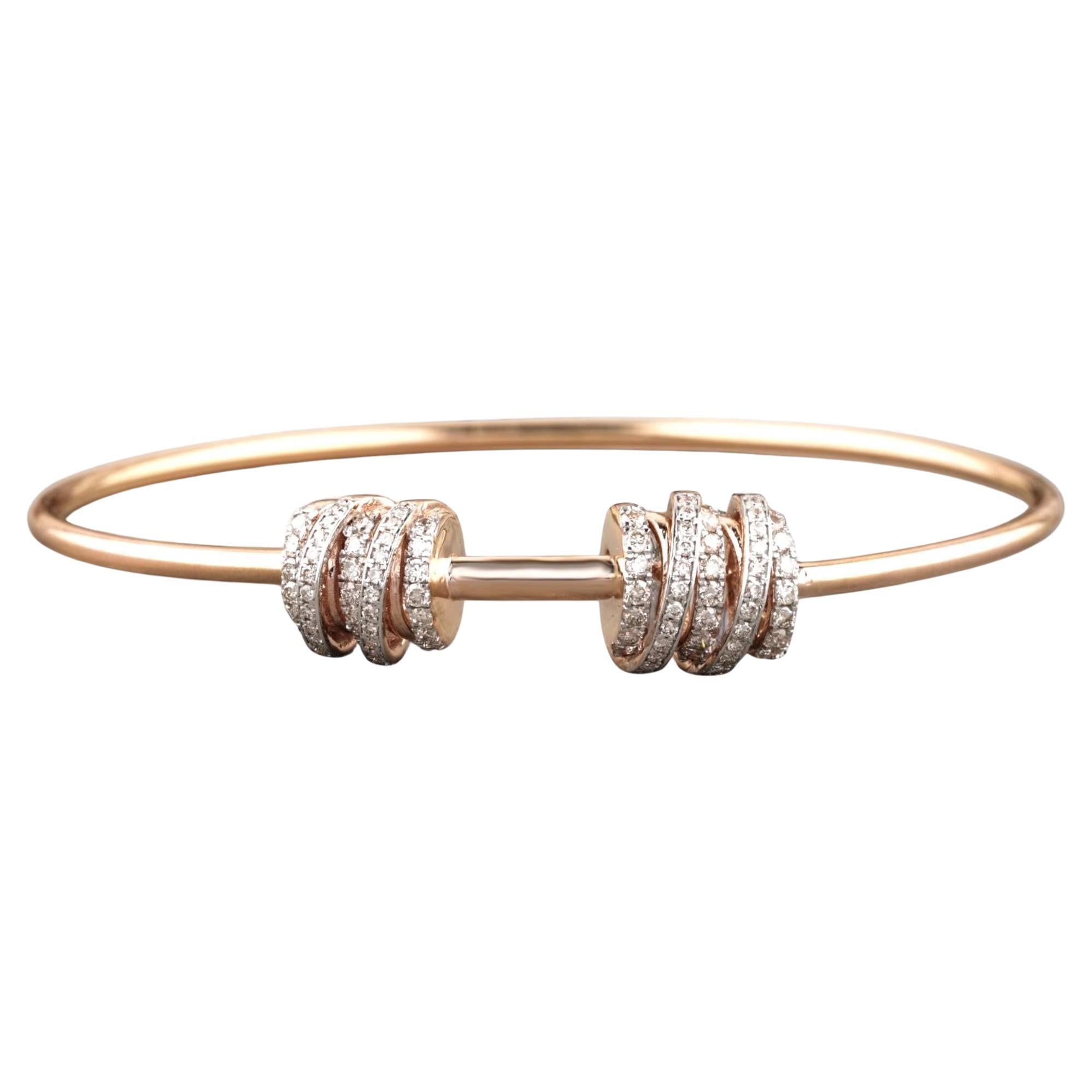 Spiral Cluster Natural Diamond Stacking Bracelet in 14K Solid Gold (Certified)