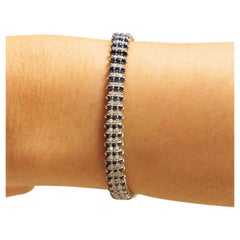 Bracciale tennis con diamanti e zaffiri blu in oro massiccio 14 carati (certificato)