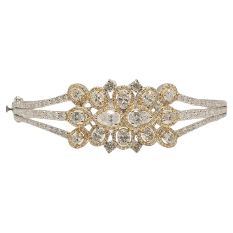 Floral Cluster Natural Diamond Bracelet in 14k Solid Gold (Certified)