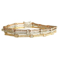 Trinity Natural Diamond Tennis Bracelet in 14K Solid Gold (Certified)