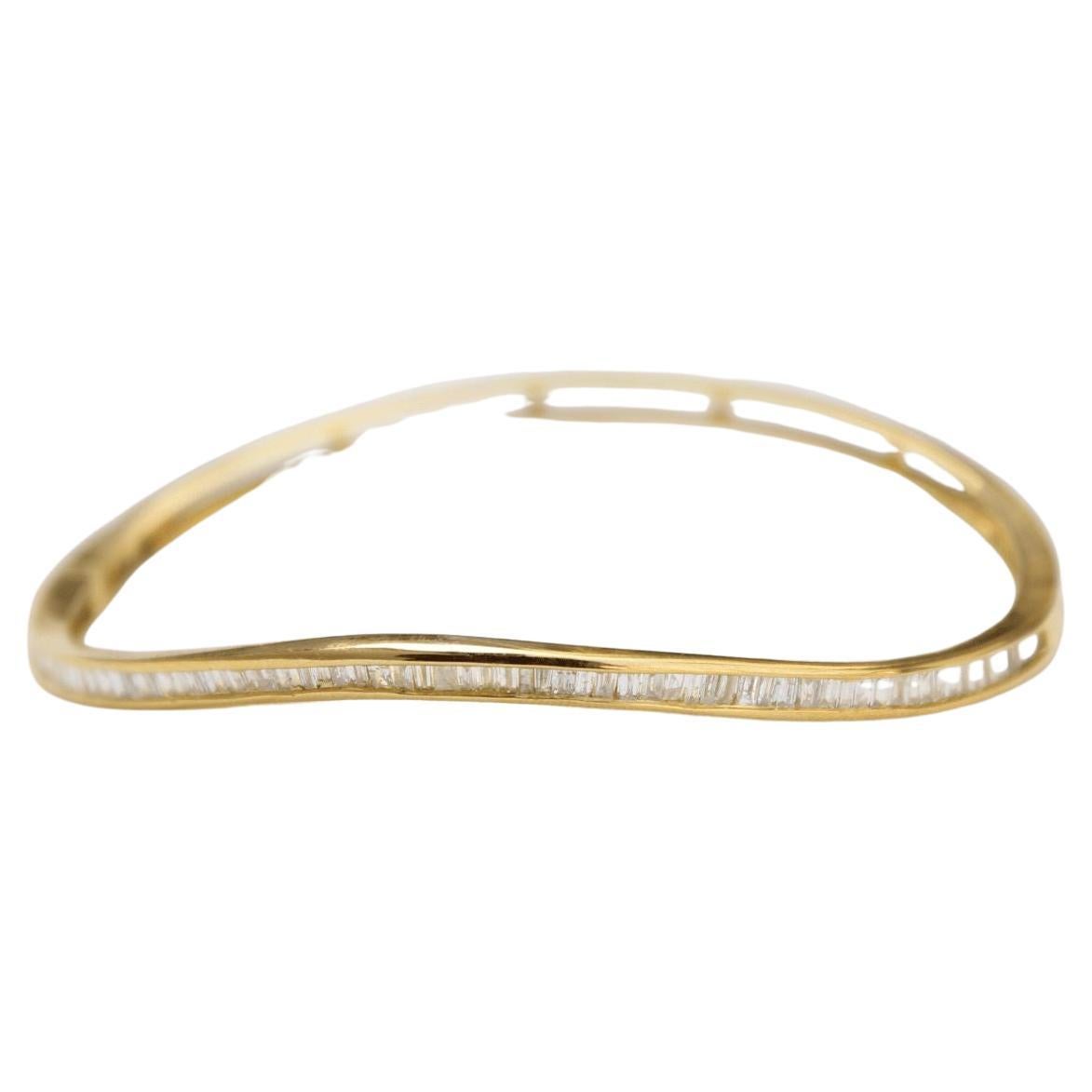 Baguette Natural Diamond Eternity Bracelet in 14k Solid Gold (Certified) For Sale
