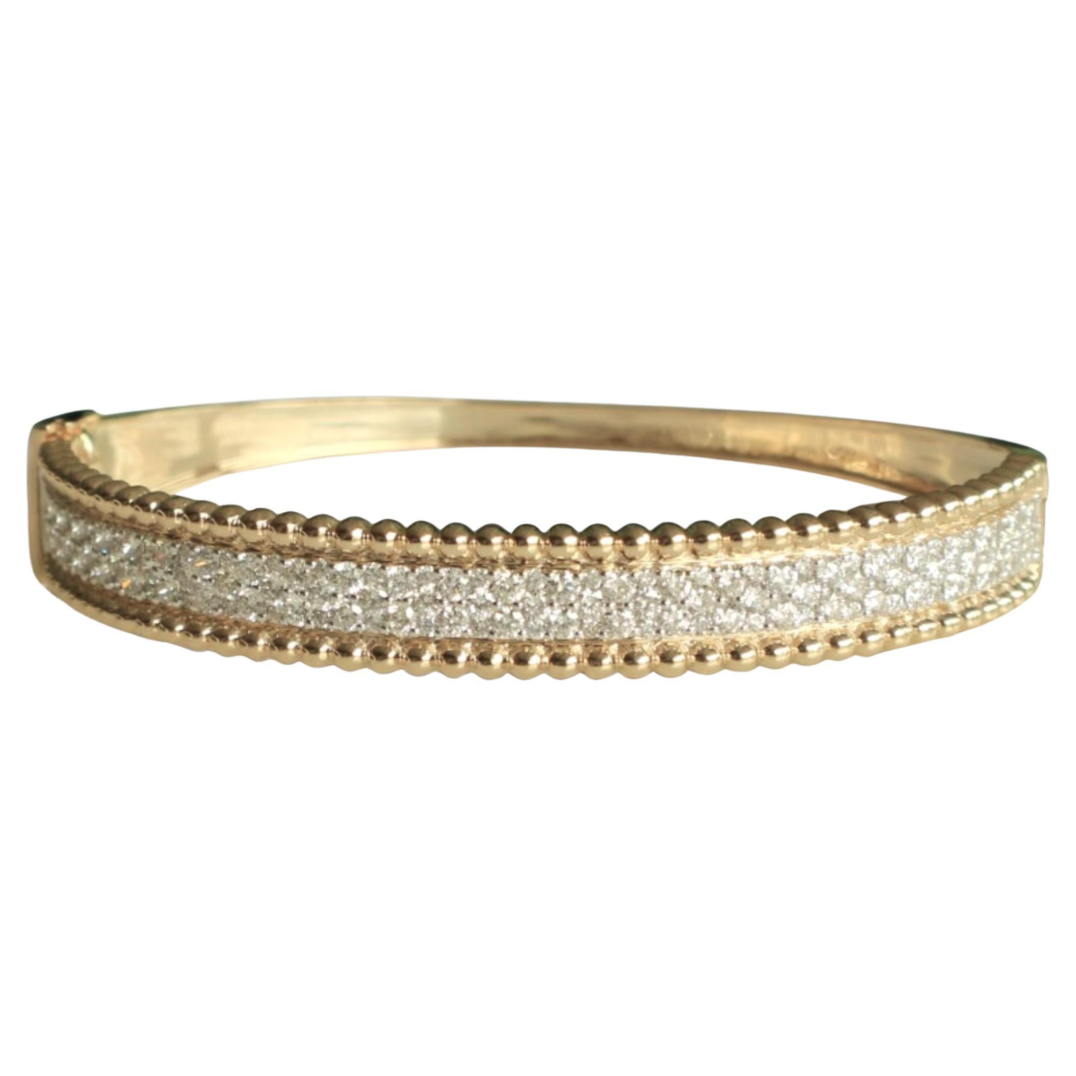 Bracciale largo con diamanti in oro massiccio 14k (certificato)