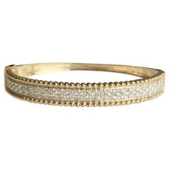 Gold Beaded Diamond Broad Bracelet in 14k Solid Gold (Certified)