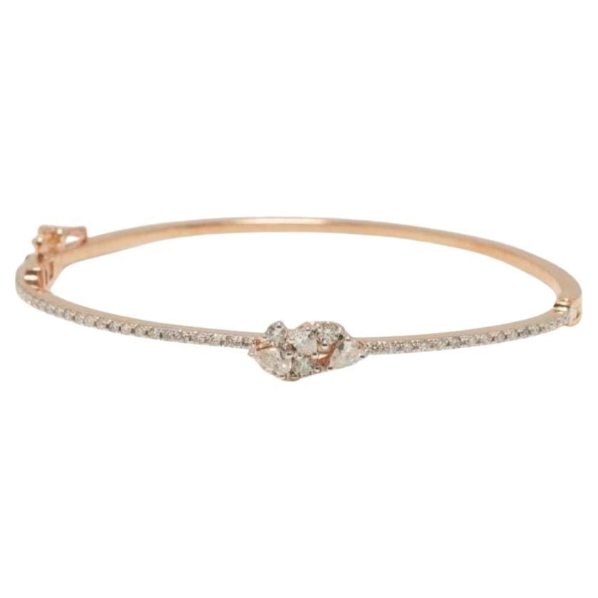 Marquise Cluster Natural Diamond Bracelet in 14k Solid Gold (Certified) For Sale