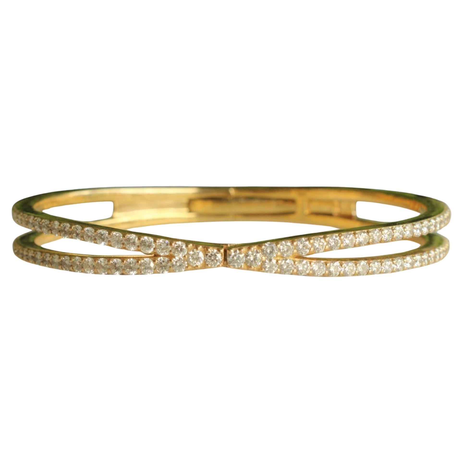 Crossover Natural Diamond Bracelet in 14k Solid Gold (Certified)