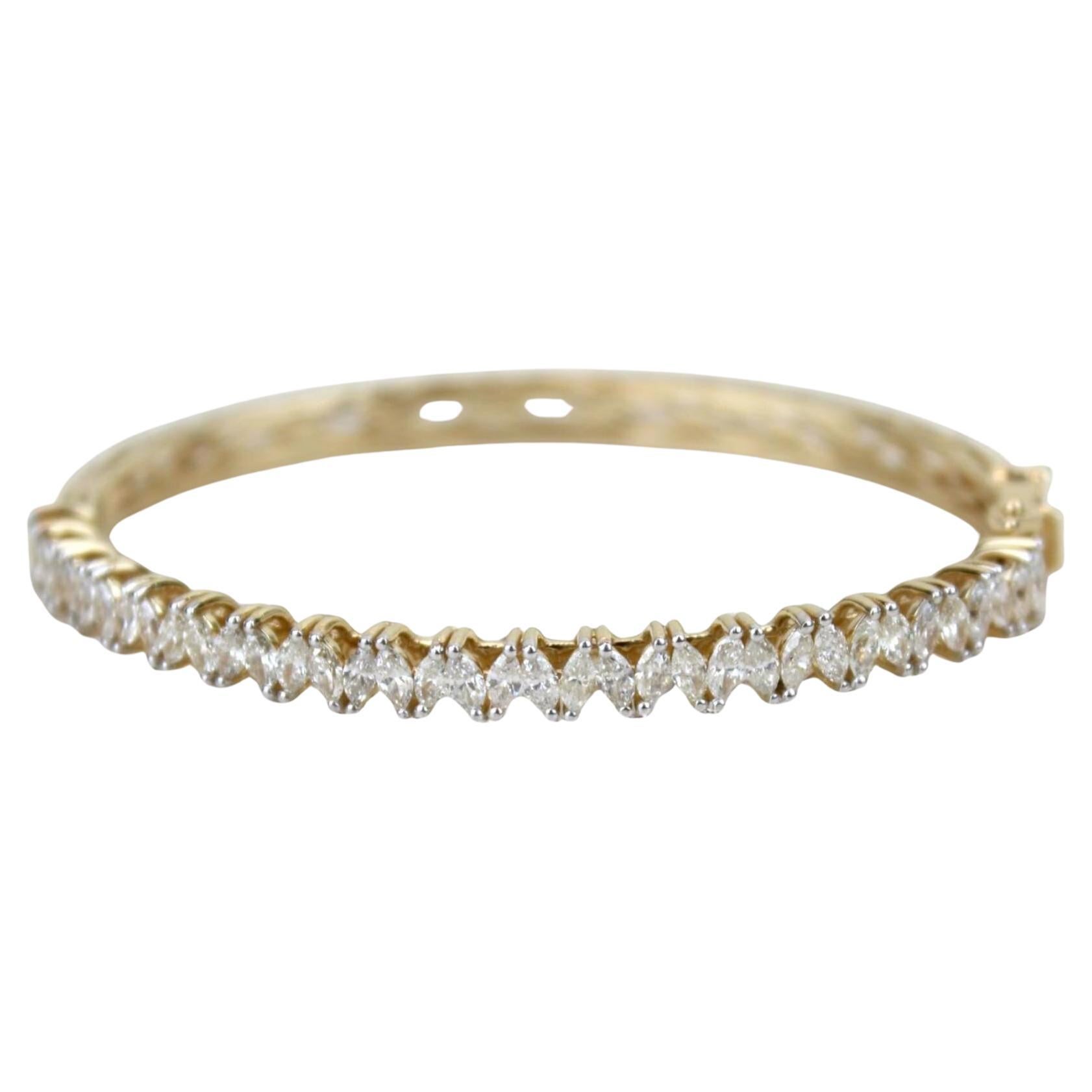 Marquise Diamant-Armspange aus massivem 14-karätigem Gold (zertifiziert)