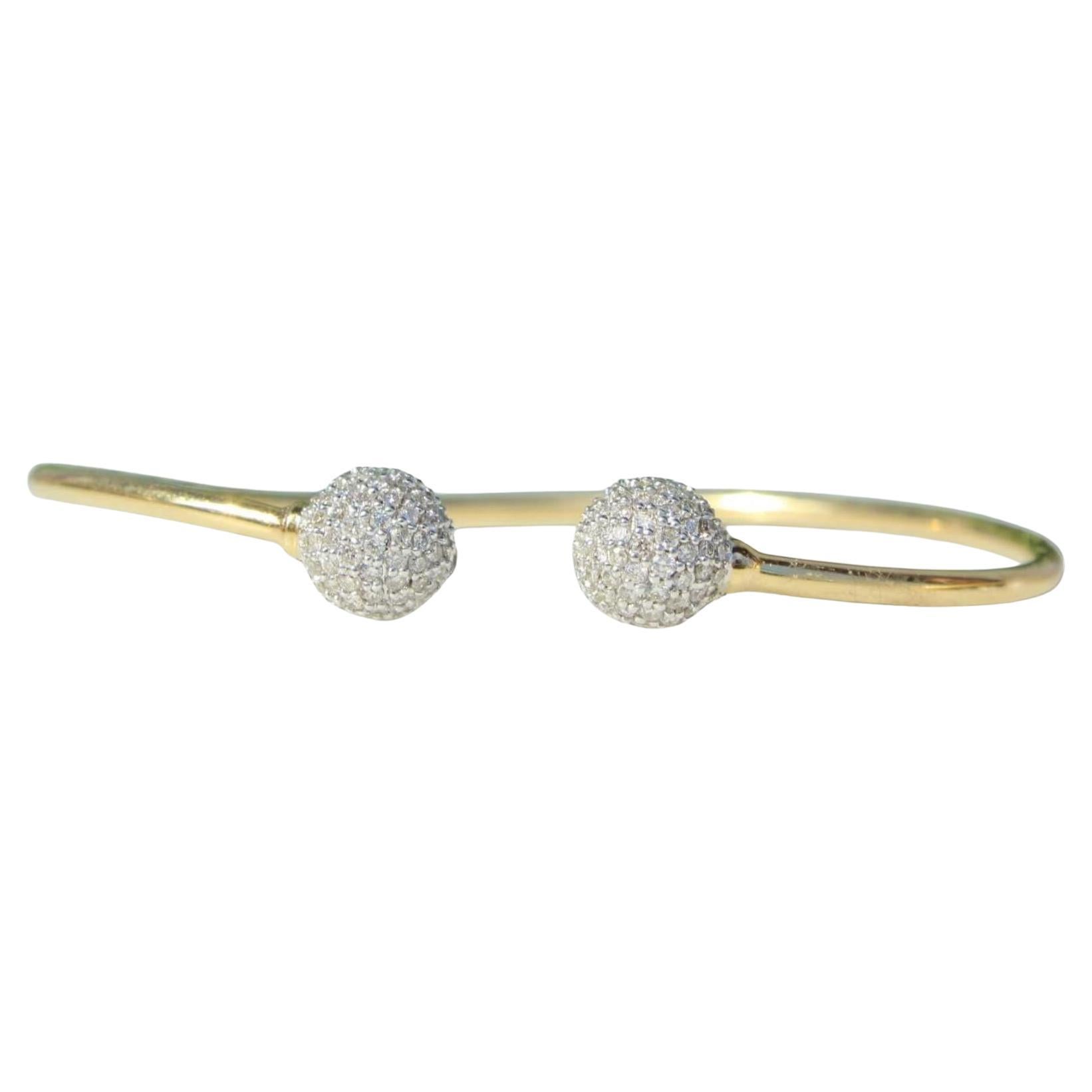 Orbs Natural Diamond Cuff Bracelet in 14K Solid Gold (Certified)