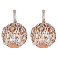 Orb Natural Diamond Drop Earrings in 14K Solid Gold (Certified)