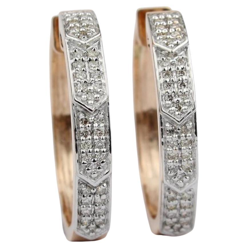 Oval Natural Diamond Hoop Earrings in 14k Solid Gold (Certified)