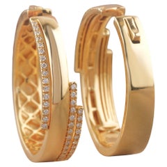 Layered Natural Diamond Hoop Earrings in 14k Solid Gold (Certified)