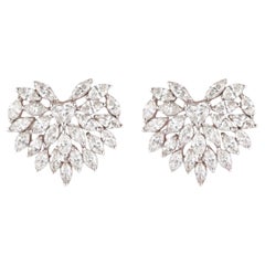 Heart Cluster Fancy Natural Diamond Stud Earrings in 14k Solid Gold (Certified)