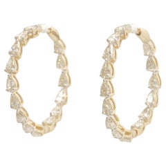Boucles d
oreilles en or massif 14K avec diamants en forme de goutte (certifié)