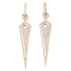 Geometric Halo Spike Natural Diamond Earrings in 14k Solid Gold (Certified)
