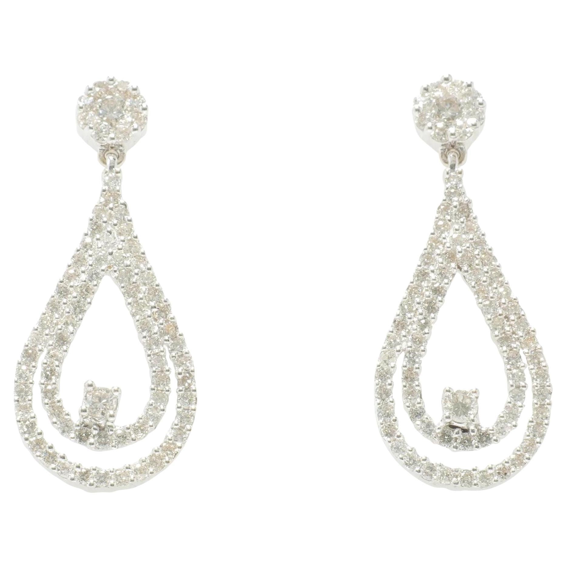 Peardrop Dangle Natural Diamond Earrings in 14K Solid Gold (Certified)