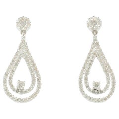 Peardrop Dangle Natural Diamond Earrings in 14K Solid Gold (Certified)