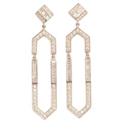 Boucles d
oreilles pendantes hexagonales en or massif 14K (certifié)