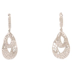 Boucles d
oreilles pendantes en or massif 14k avec diamant en forme de goutte (certifié)