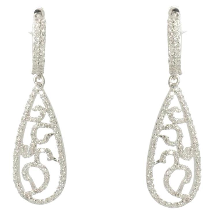 Teardrop Natural Diamond Dangle Earrings in 14K Solid Gold (Certified)