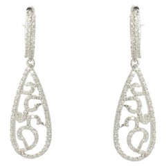 Teardrop Natural Diamond Dangle Earrings in 14K Solid Gold (Certified)