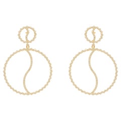 Circle Natural Diamond Dangle Drop Earrings in 14k Solid Gold (Certified)