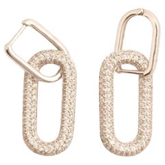 Paperclip Link Diamant-Ohrringe aus 14 Karat massivem Gold (zertifiziert)