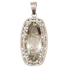 Amethyst Halo Diamond Pendant in 14K Solid Gold (Certified)