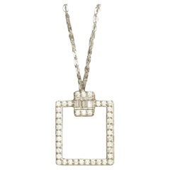 Square Diamond Pendant Necklace in 14k Solid Gold (Certified)