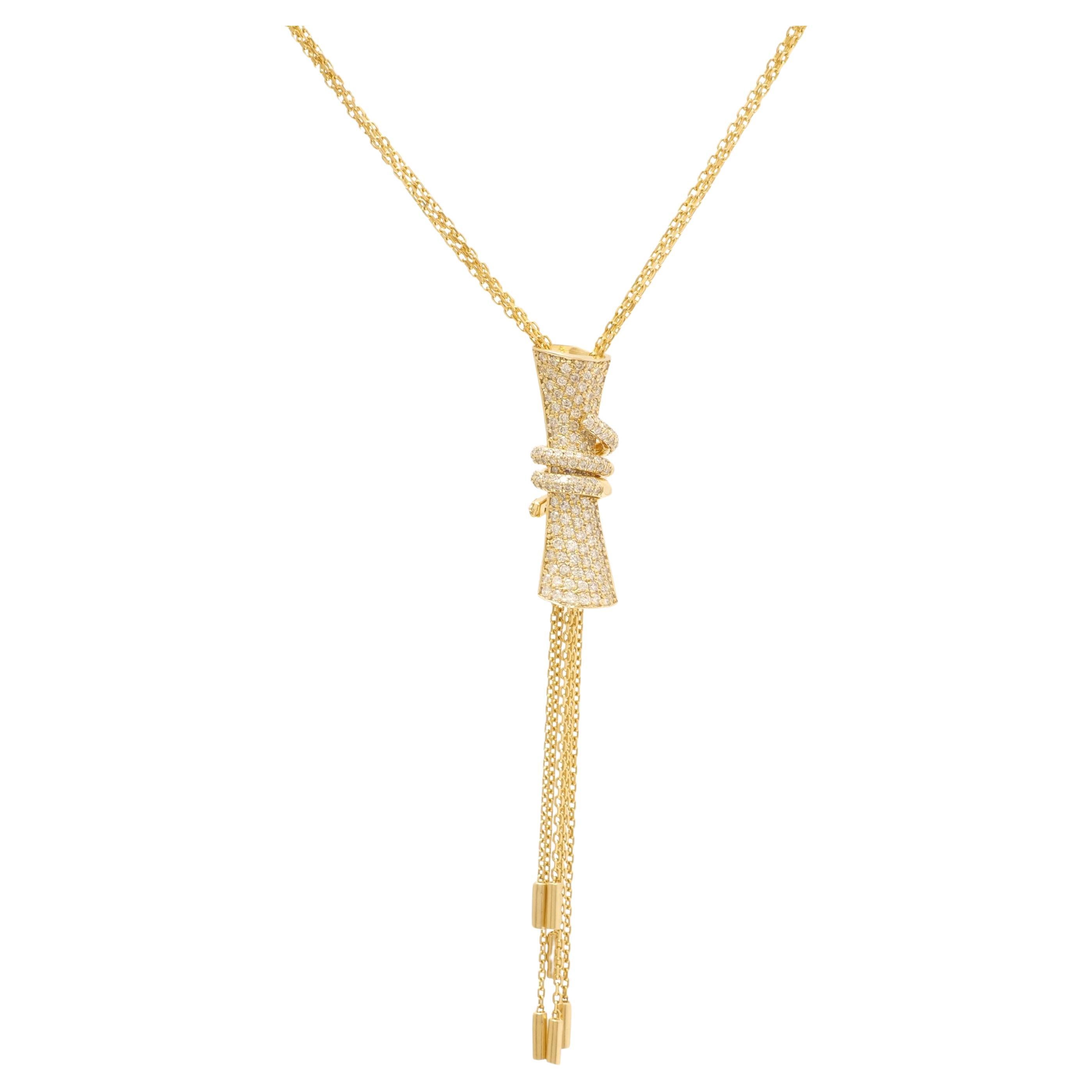 Collar de borlas de oro con diamantes cilíndricos en oro macizo de 14k (certificado) en venta