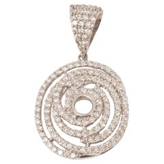 Spiral Pavé Natural Diamond Pendant Necklace in 14k Solid Gold (Certified)
