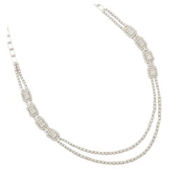 Mehrschichtige Halo-Illusions-Diamantenhalskette aus 14k massivem Gold (zertifiziert)