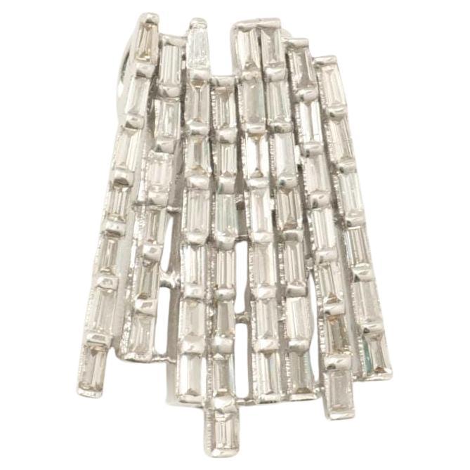 Baguette Natural Diamond Geometric Pendant in 14k Solid Gold (Certified) For Sale