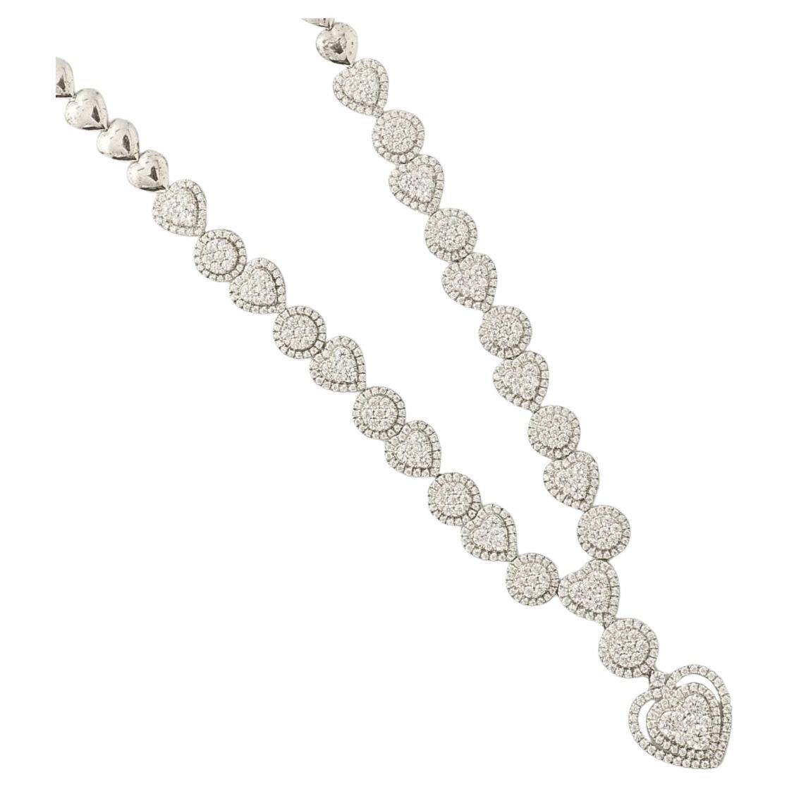 Collana Halo Heart Drop con diamanti in oro massiccio 14k (certificato) in vendita