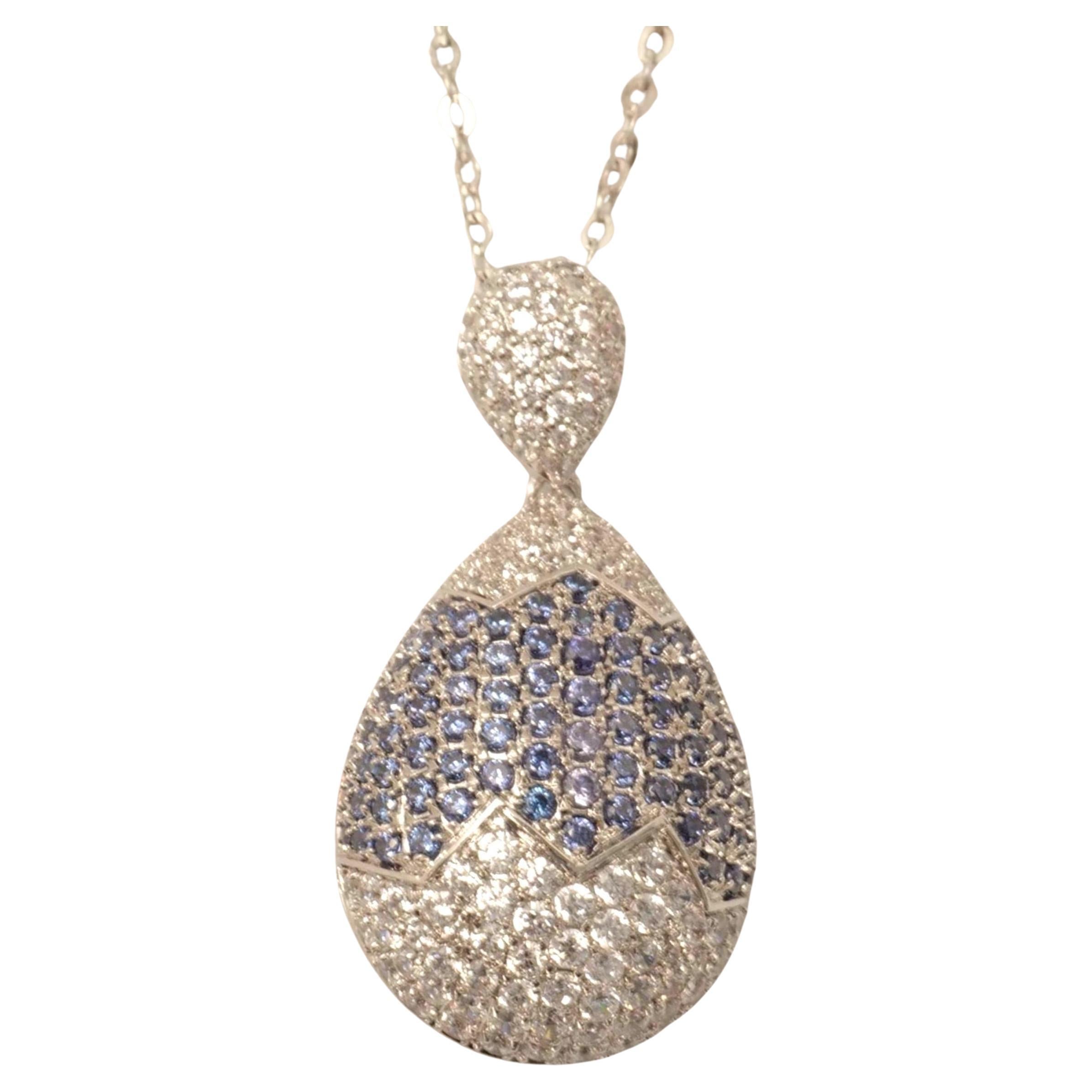 RainDrop Natural Diamond Pendant Necklace in 14K Solid Gold (Certified) For Sale