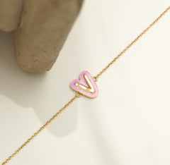 Personalized Initial Enamel Bracelet in 14k Solid Gold (Certified)