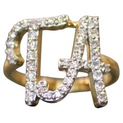 Personalized Double Initial Diamond Ring in 14k Solid Gold (Certified)