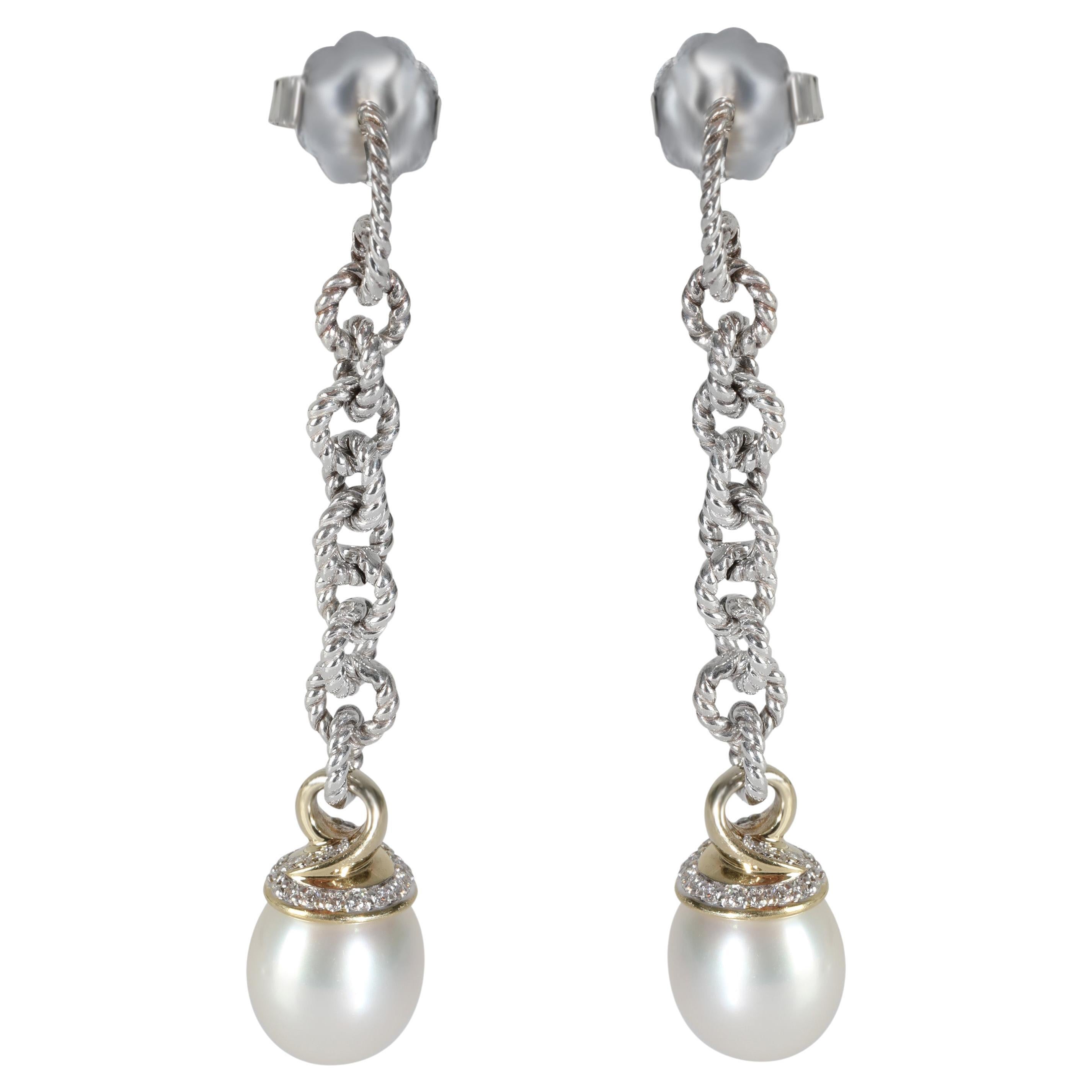 David Yurman Gelbgold & Sterling Silber Perlen- und Diamant-Ohrringe