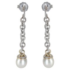 David Yurman Gelbgold & Sterling Silber Perlen- und Diamant-Ohrringe